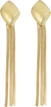 Panacea Diamond Shape Snake Chain Fringe Drop Earrings