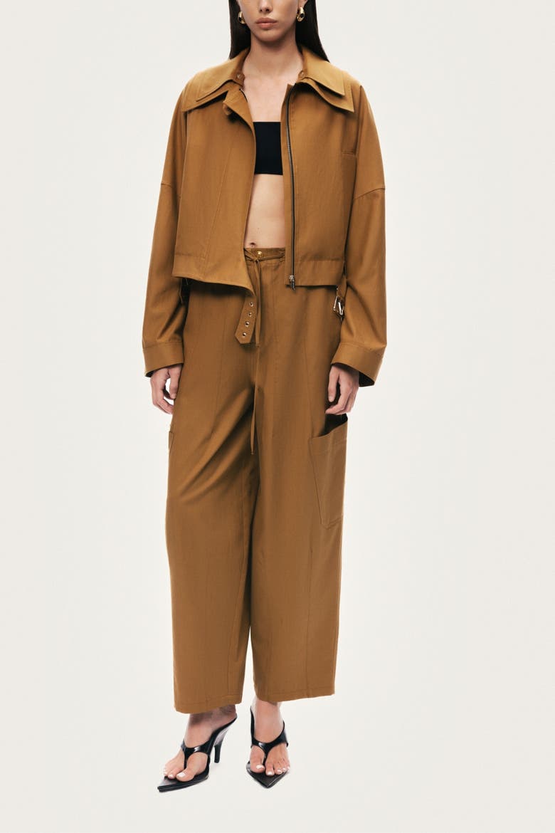 High Waisted Cargo Pocket Pants, Alternate, color, Camel