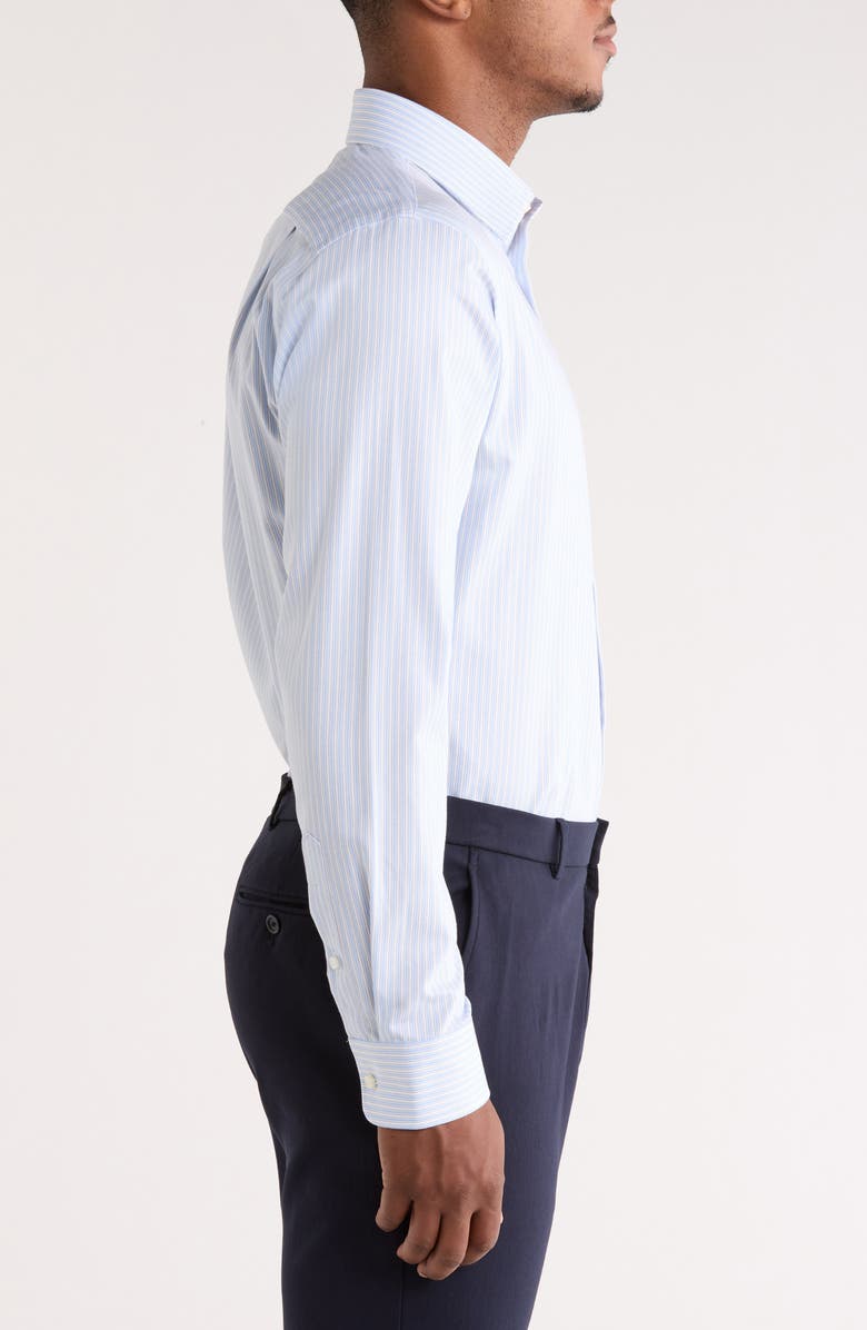 Nordstrom Trim Fit Stripe Premium Non Iron Cotton Button-Up Shirt, Alternate, color, Blue Marine Stripe