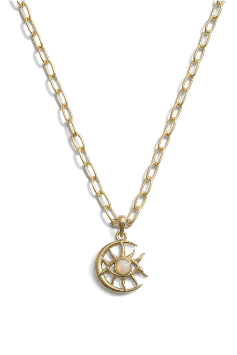 Spellbound Cosmic Moon Eye Pendant Necklace, Main, color, METALLIC GOLD