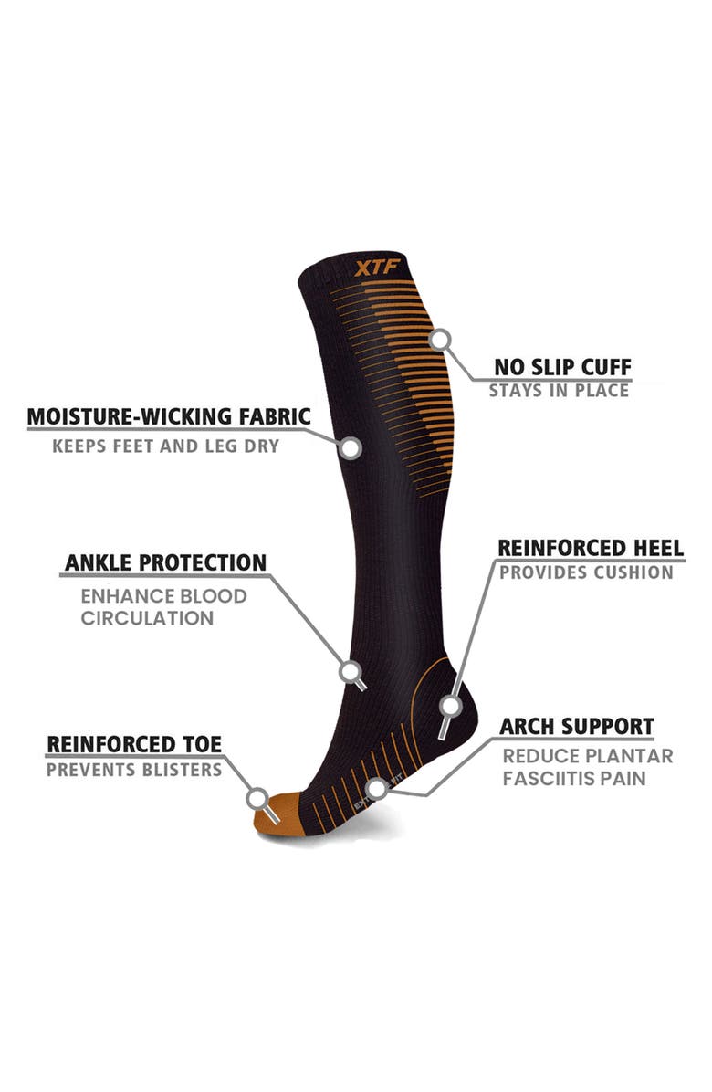 EXTREME FIT Assorted 6-Pack Everyday Wear Support Compression Knee Socks, Alternate, color, Black Assorted