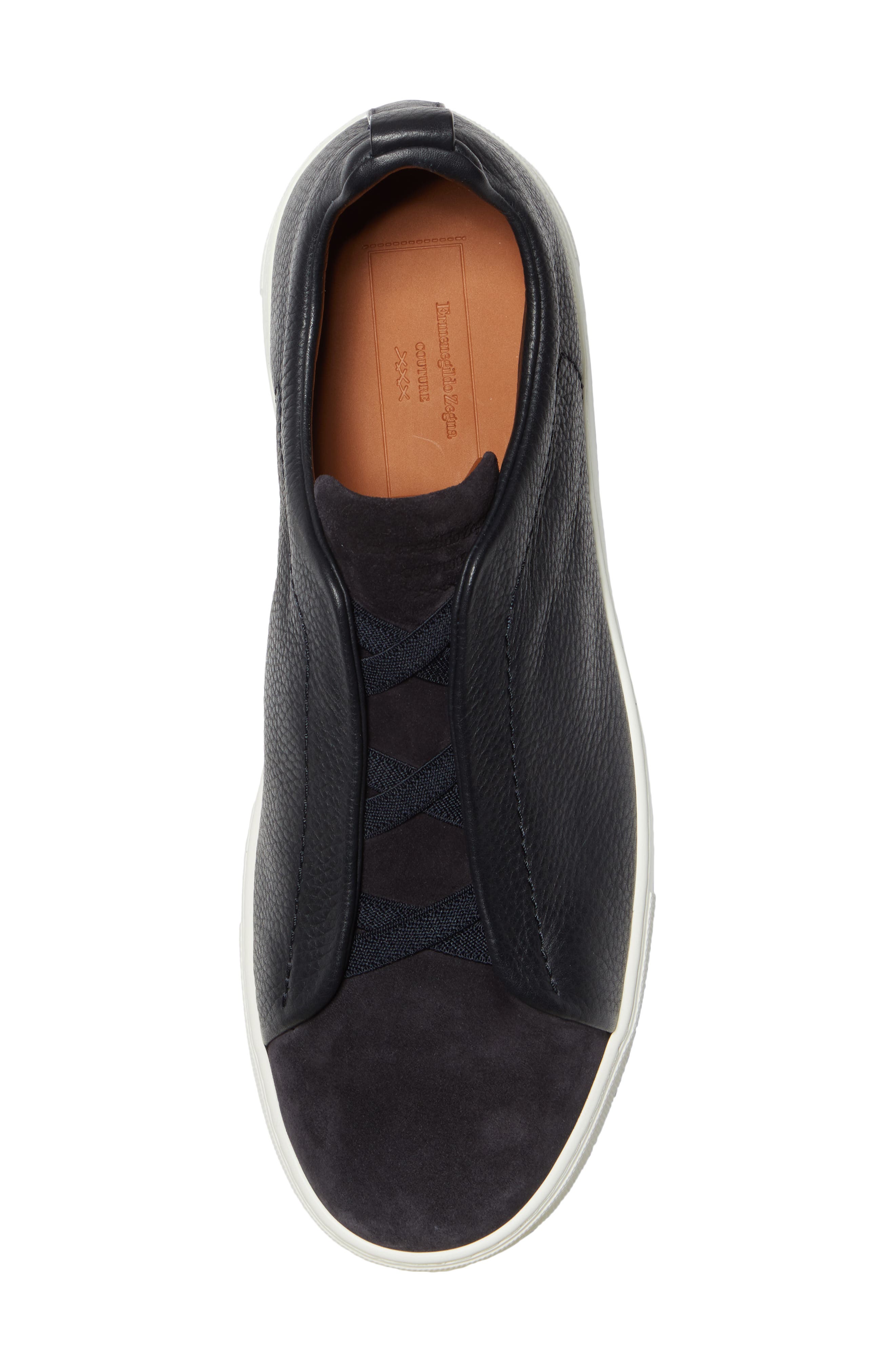 ZEGNA Triple Stitch Grained Leather 
Suede Slip-On Sneaker, Alternate, color, 