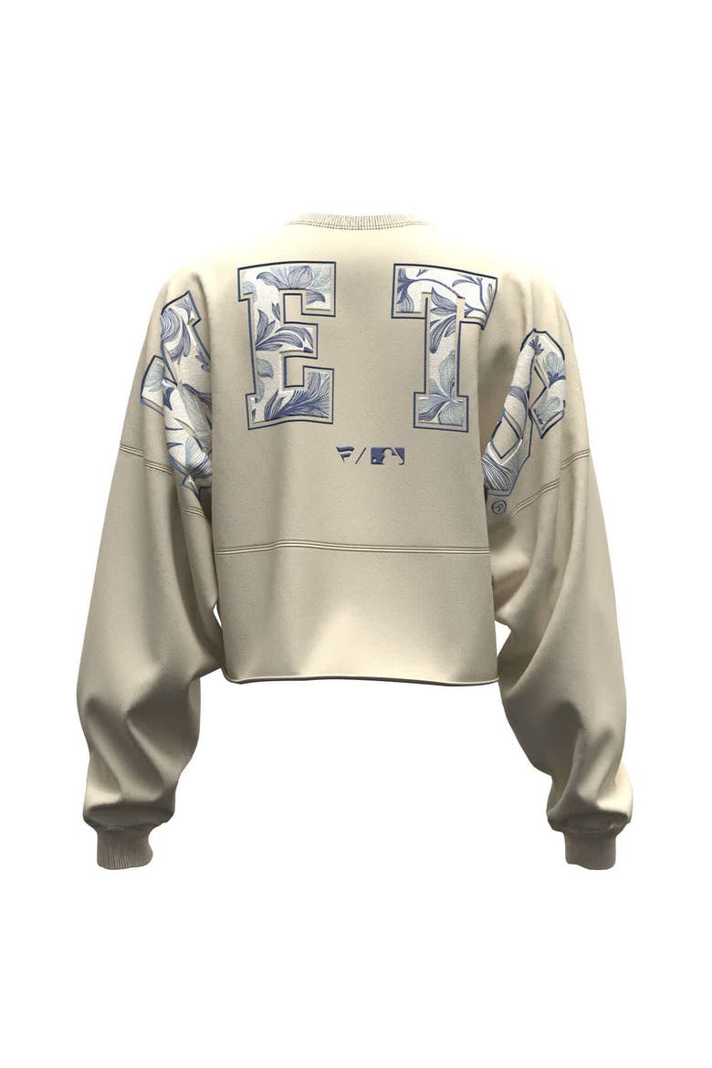 Women's Fanatics  Light Beige New York Mets Spirit Floral Script Cropped Long-Sleeve T-Shirt, Alternate, color, Light Beige