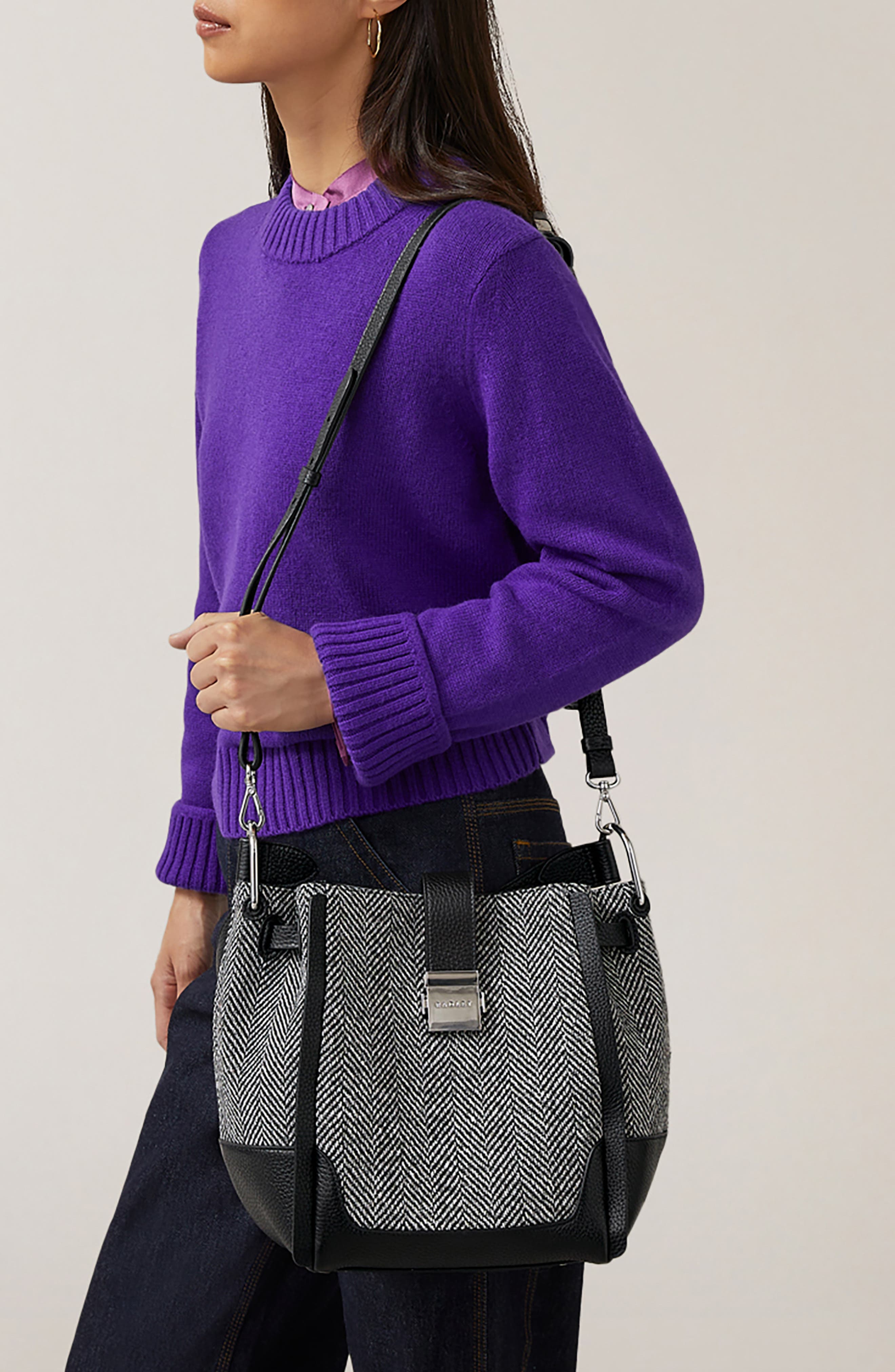 Radley Sloane Street Herringbone Medium Crossbody Bag, Alternate, color, Black