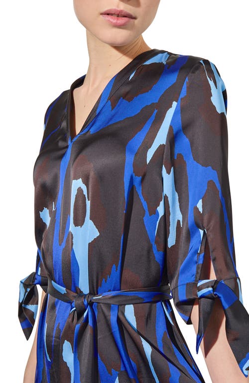 Ming Wang Abstract Animal Crêpe De Chine Midi Shirtdress In Multi