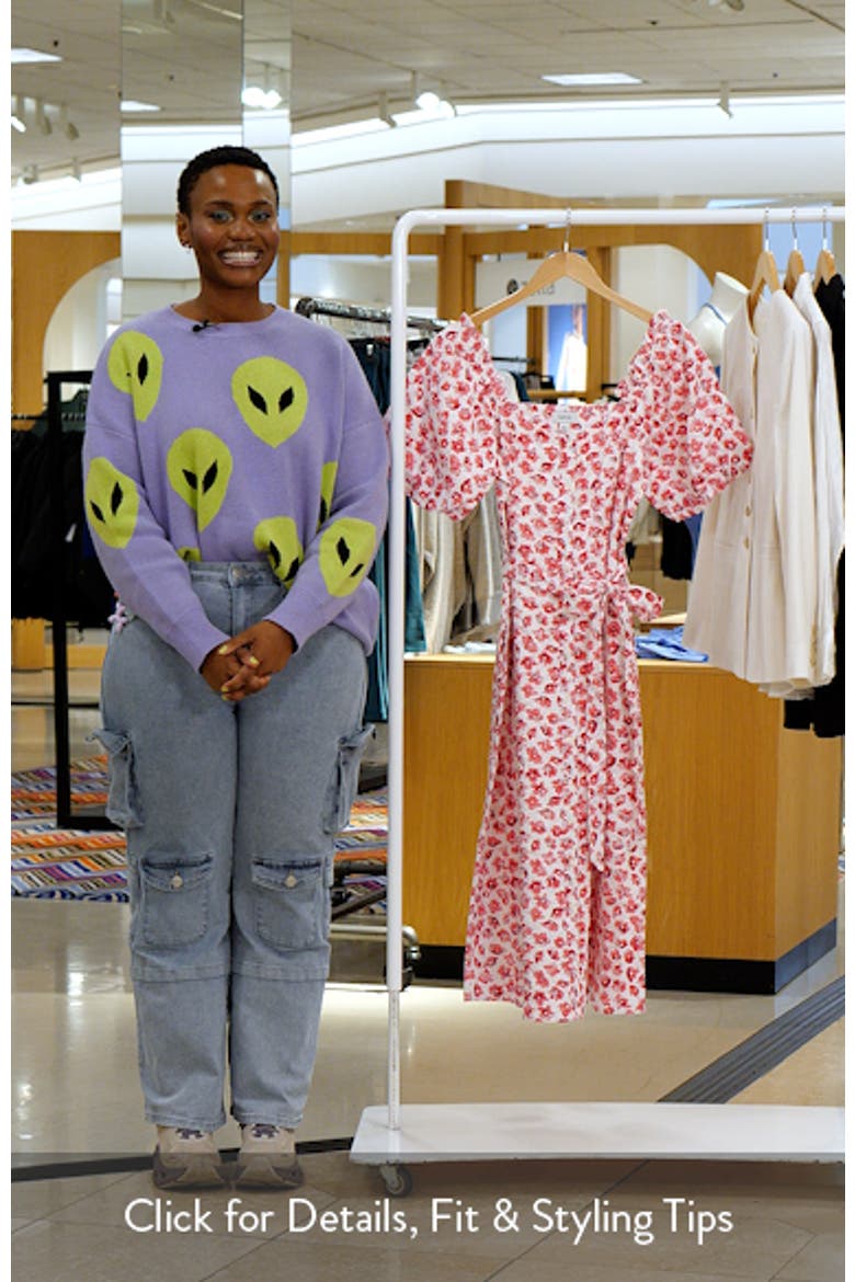 Floral Puff Sleeve Cotton Midi Dress video