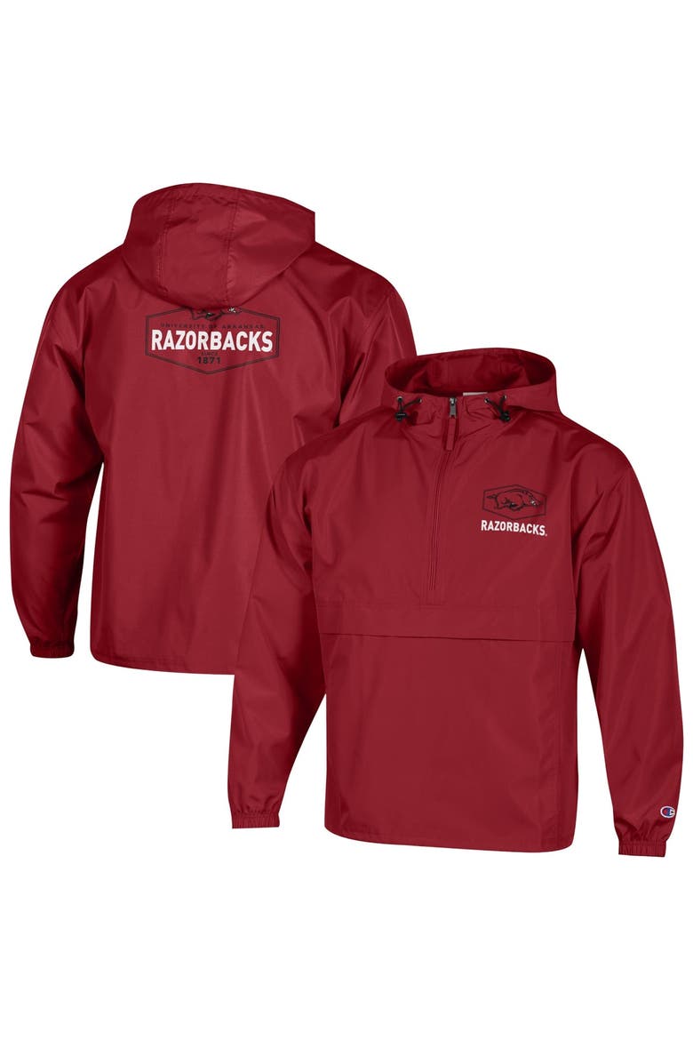 Men's Champion Cardinal Arkansas Razorbacks Delay Packable Half-Zip Jacket, Main, color, Cardinal