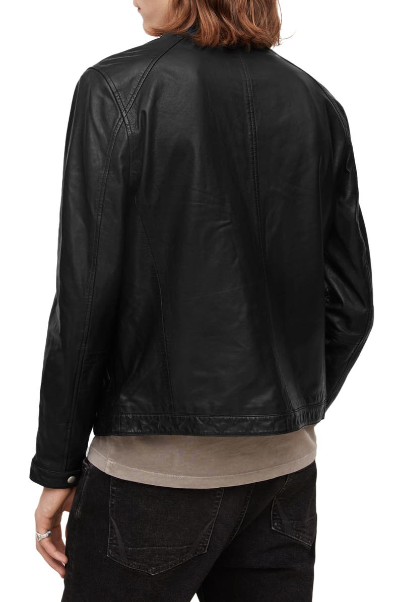 AllSaints Palm Leather Jacket, Alternate, color, Black
