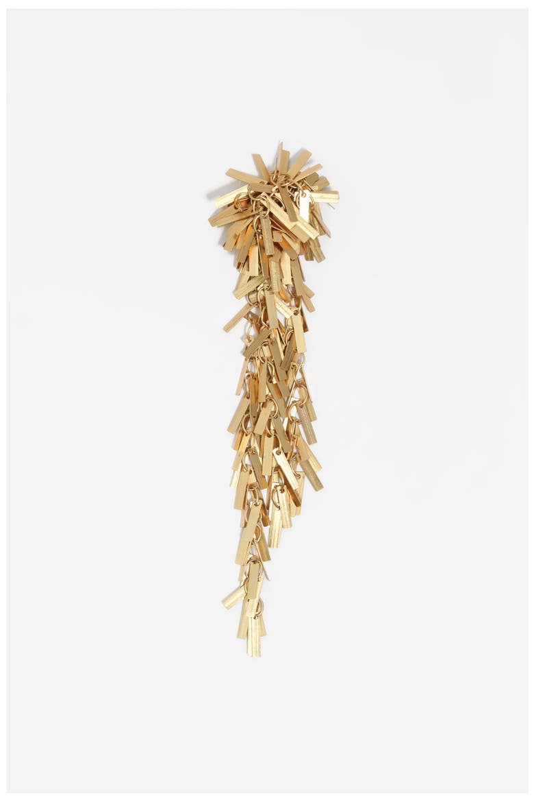 Aged Chain Earrings With Fringe, Alternate, color, GOLD
