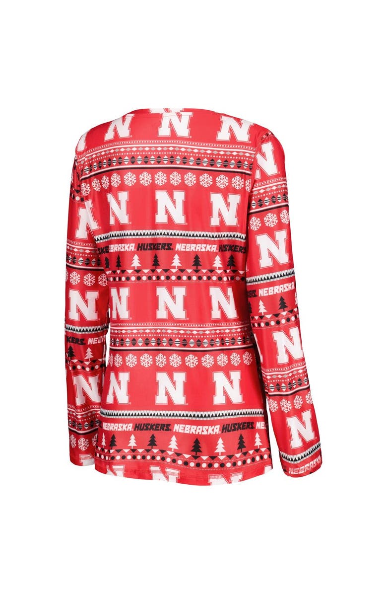 CONCEPTS SPORT Women's Concepts Sport Scarlet Nebraska Huskers Holiday Long Sleeve T-Shirt and Pants Sleep Set, Alternate, color, Scarlet