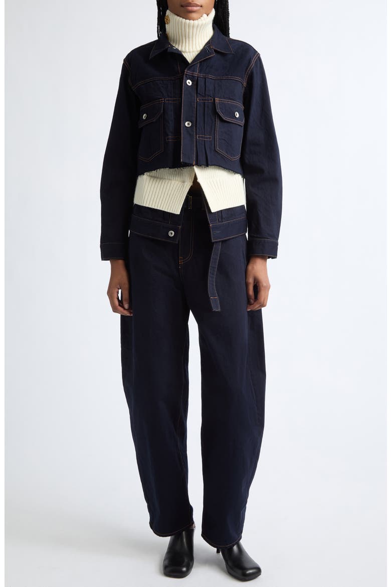 Denim & Wool Knit Jacket, Alternate, color, NAVY/ OFF WHITE