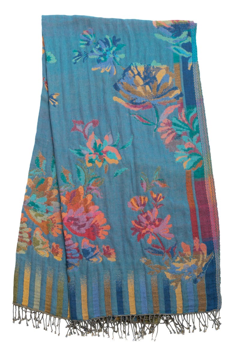 Reversible Floral Scarf, Main, color, BLUE
