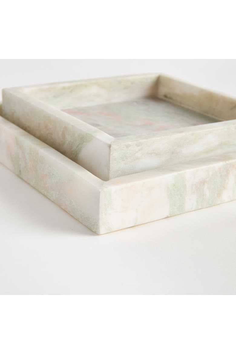 Johanna Green Marble Square Marble Trays Small Set of 2, Alternate, color, Green