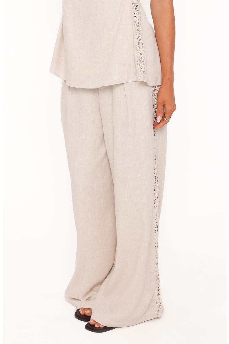 Arles Pleated Cotton Wide Leg Pants, Alternate, color, BEIGE LACE