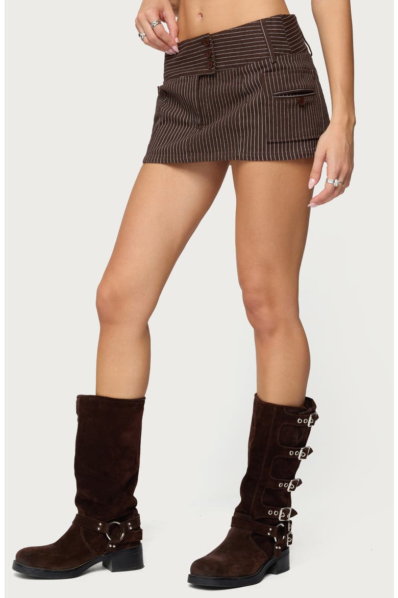 Lorna Pinstripe Cotton Blend Miniskort, Alternate, color, DARK-BROWN