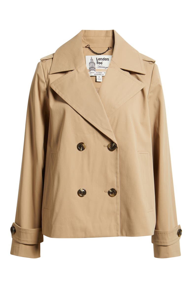 Water Resistant Double Breasted Short Trench Coat, Alternate, color, BRITISH KHAKI