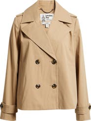 London Fog Water Resistant Double Breasted Short Trench Coat