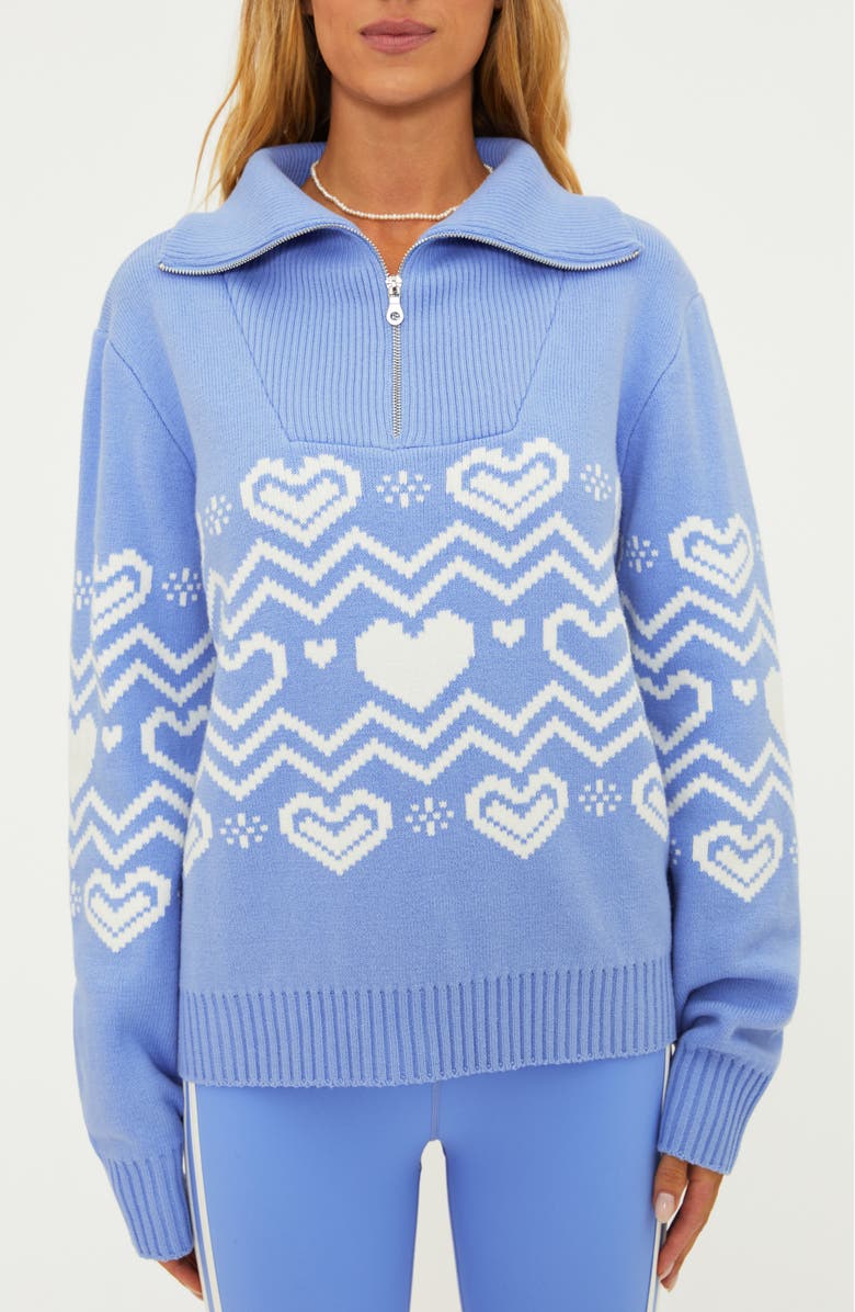 Beach Riot Monterey Jacquard Quarter Zip Sweater, Main, color, 