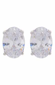 SUZY LEVIAN Rose Gold Plated Oval CZ Stud Earrings