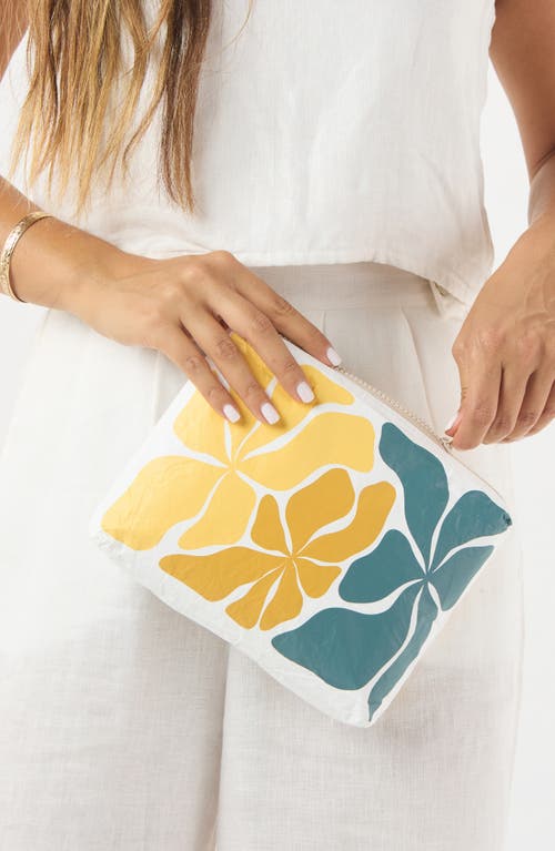 Aloha Collection Small Wavy Water Resistant Tyvek® Zip Pouch In White