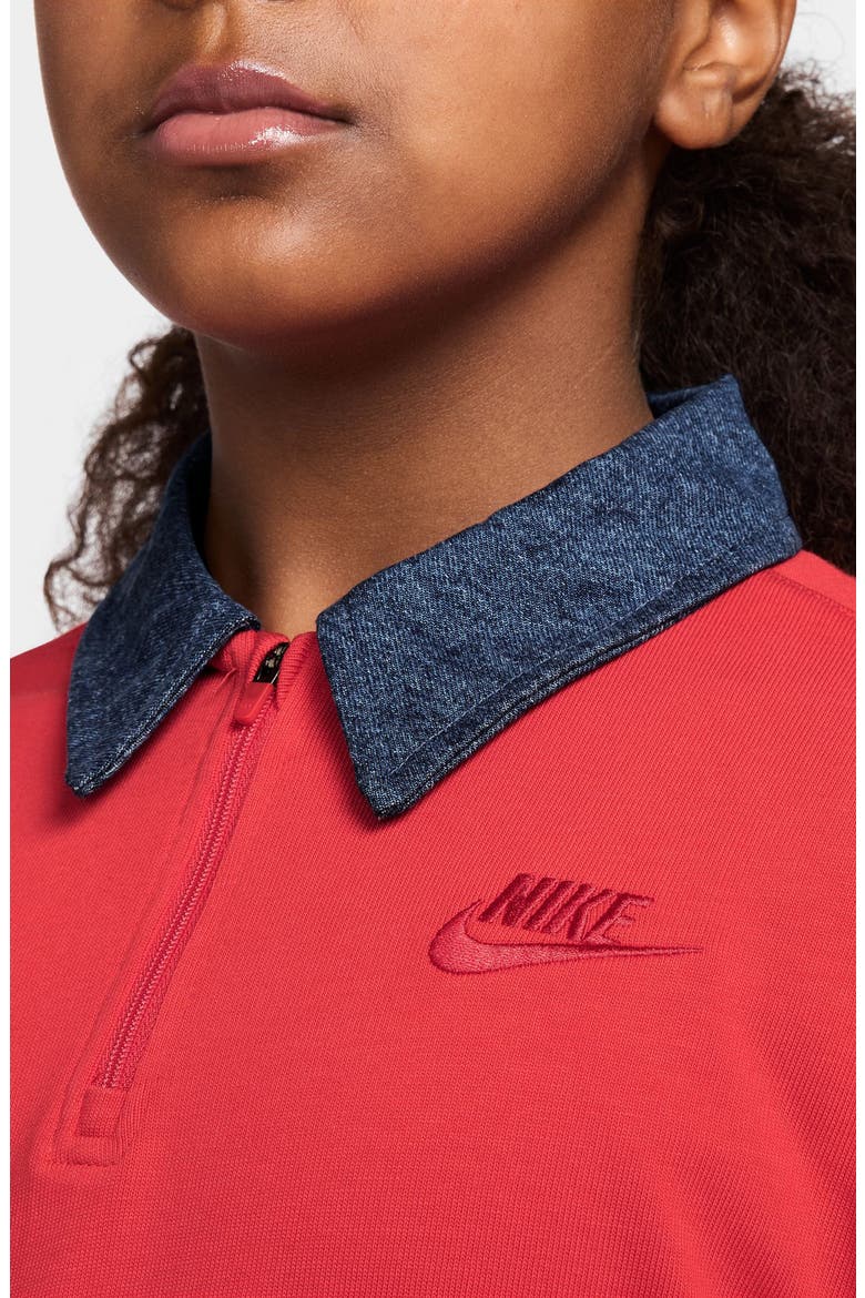 Kids' Sportswear Long Sleeve Cotton Half Zip Polo, Alternate, color, LIGHT CRIMSON/ MYSTIC NAVY