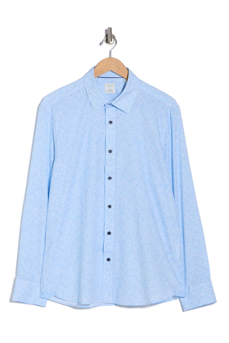 Slim Fit Abstract Floral Stretch Button-Up Shirt, Alternate, color, LIGHT BLUE