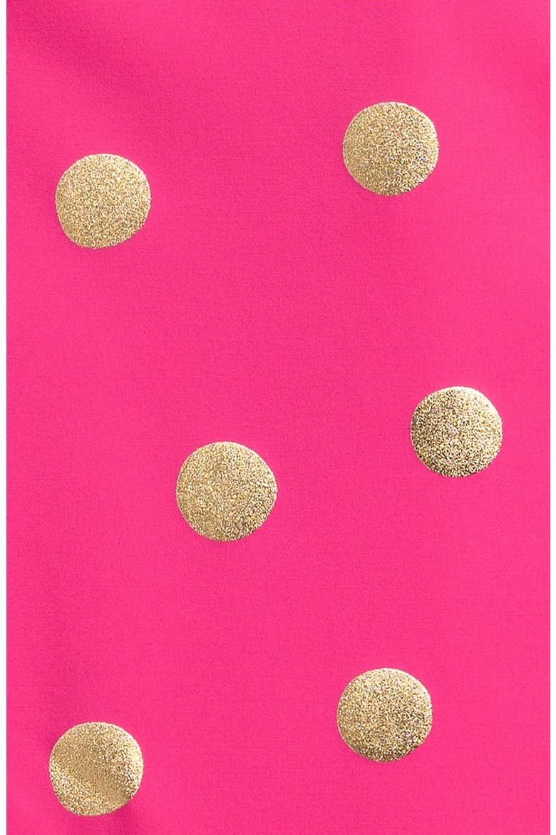 Kids' Polka Dot Crisscross Strap One-Piece Swimsuit, Alternate, color, FUCHSIA PINK, GOLD FOIL SPOT