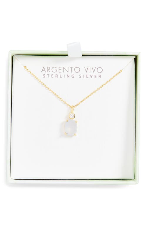 Argento Vivo Cubic Zirconia & Chalcedony Pendant Necklace