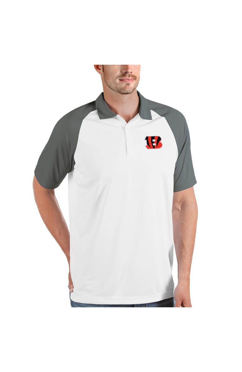 ANTIGUA Men's Antigua White/Steel Cincinnati Bengals Nova Polo, Alternate, color, 