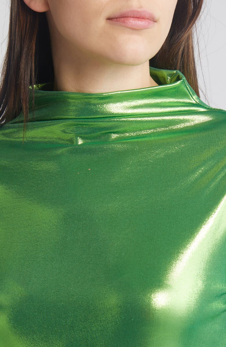 NIKKI LUND Liquid Metallic Mock Neck Top, Alternate, color, Green