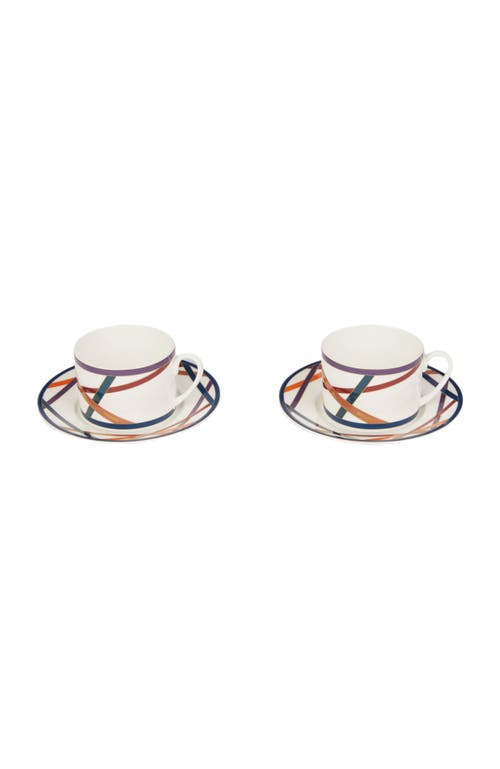 Missoni Home Nastri Set Of 2 Tea Cups & Saucers In Multi