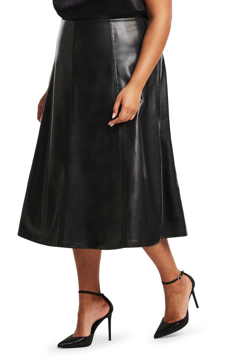 Estelle Ashdown Faux Leather A-Line Skirt, Alternate, color, 
