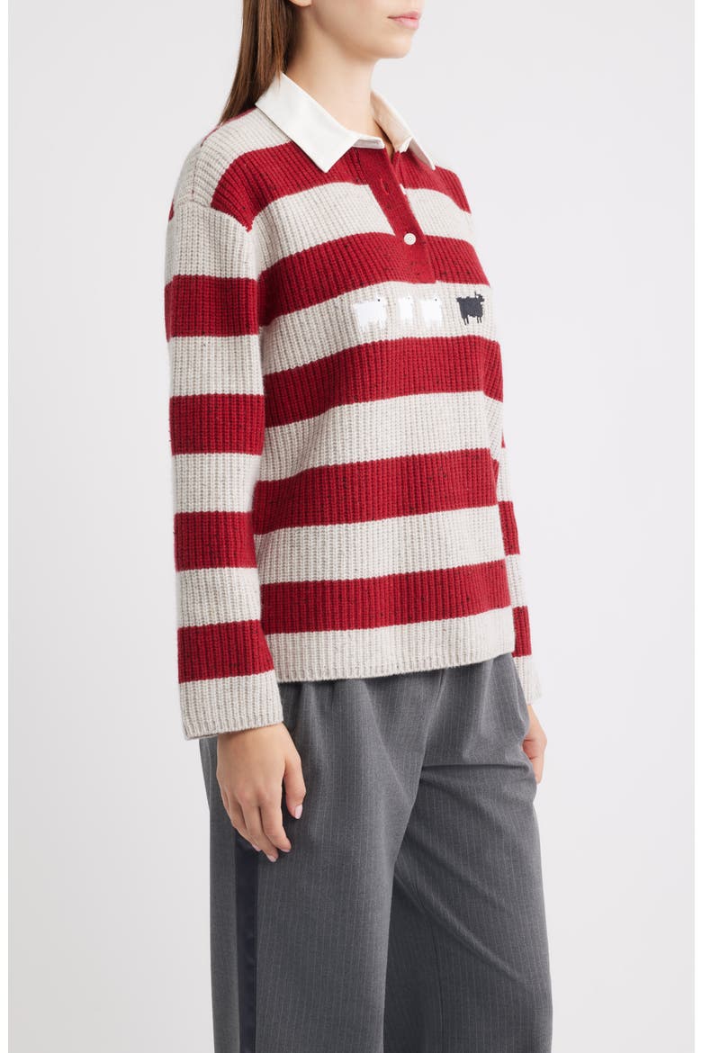 Sheep Striped Wool Rugby Sweater, Alternate, color, RED/ WHITE MULTI-COLOR