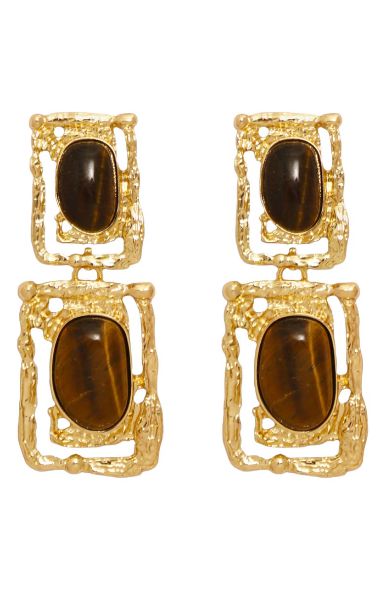 Petit Moments Ocean Relic Quartz Stone Drop Earrings, Main, color, Gold/ Brown