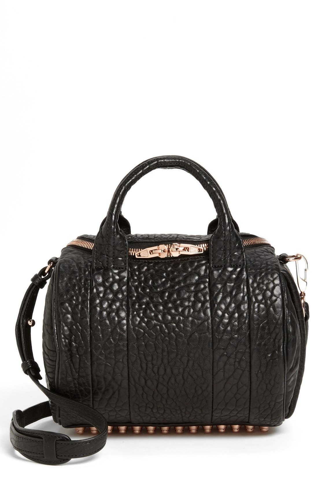 Alexander Wang 'Rockie - Rose Gold' Leather Crossbody Satchel, Main, color, 