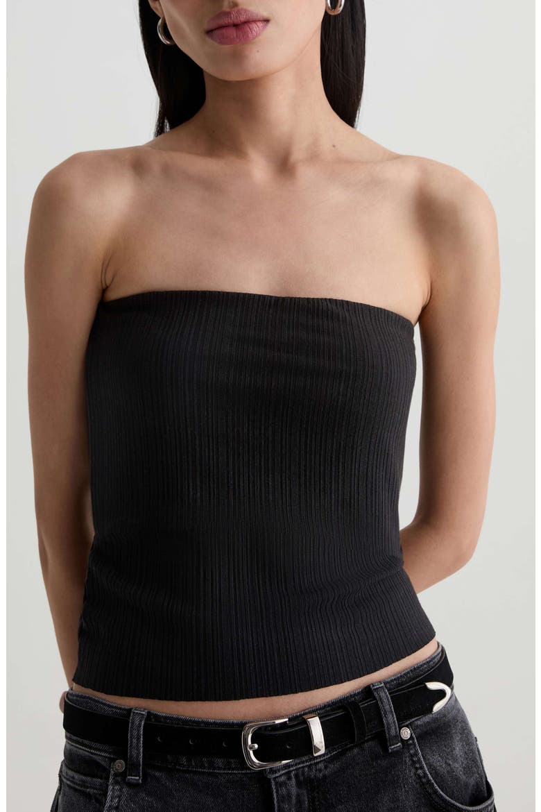 Lexie Foldover Rib Tube Top, Alternate, color, SUPER BLACK