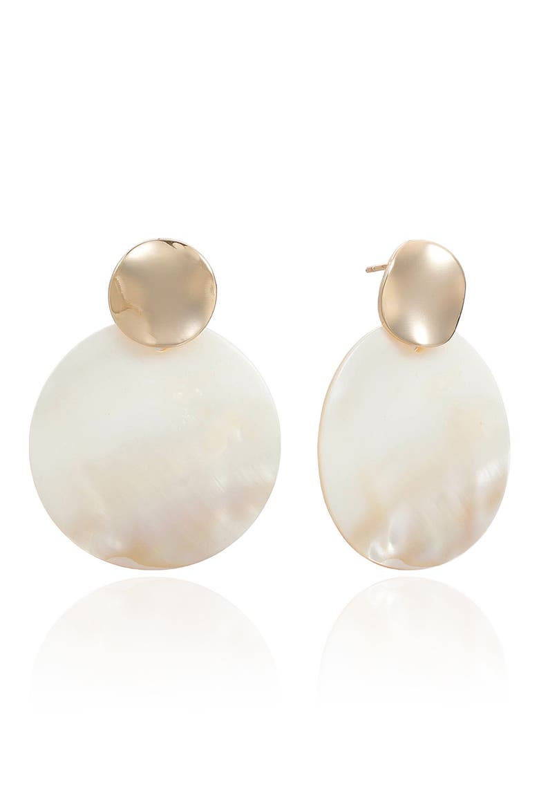 Mother-of-Pearl Drop Earrings, Main, color, GOLD