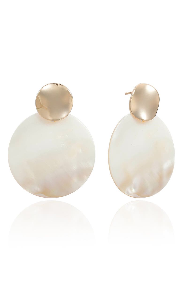 Ettika Mother-of-Pearl Drop Earrings, Main, color, Gold