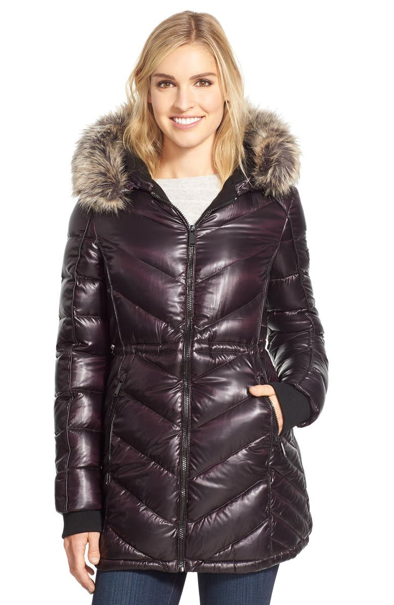 BCBGeneration Faux Fur Trim Quilted Parka, Main, color,