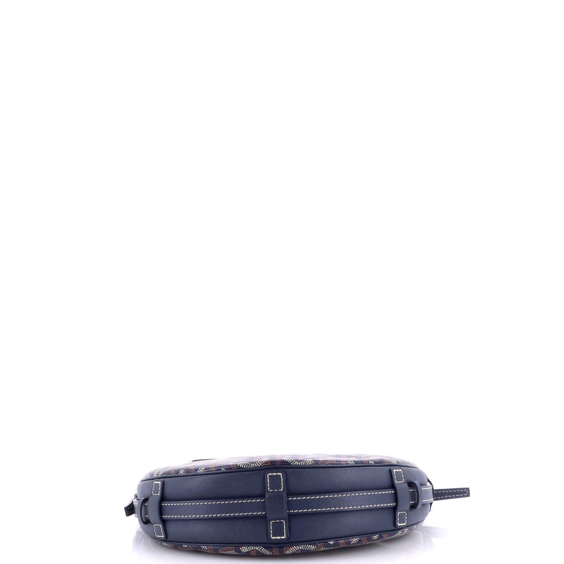 Hirondelle Shoulder Bag Coated Canvas and Leather, Alternate, color, Blue