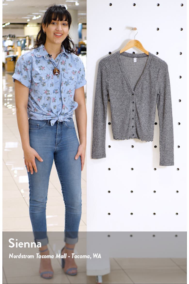 Button Front Long Sleeve Crop Waffle Knit Top video