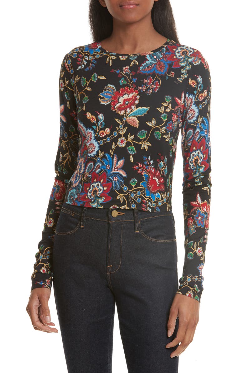 Alice + Olivia Delaina Floral Crop Top, Main, color,