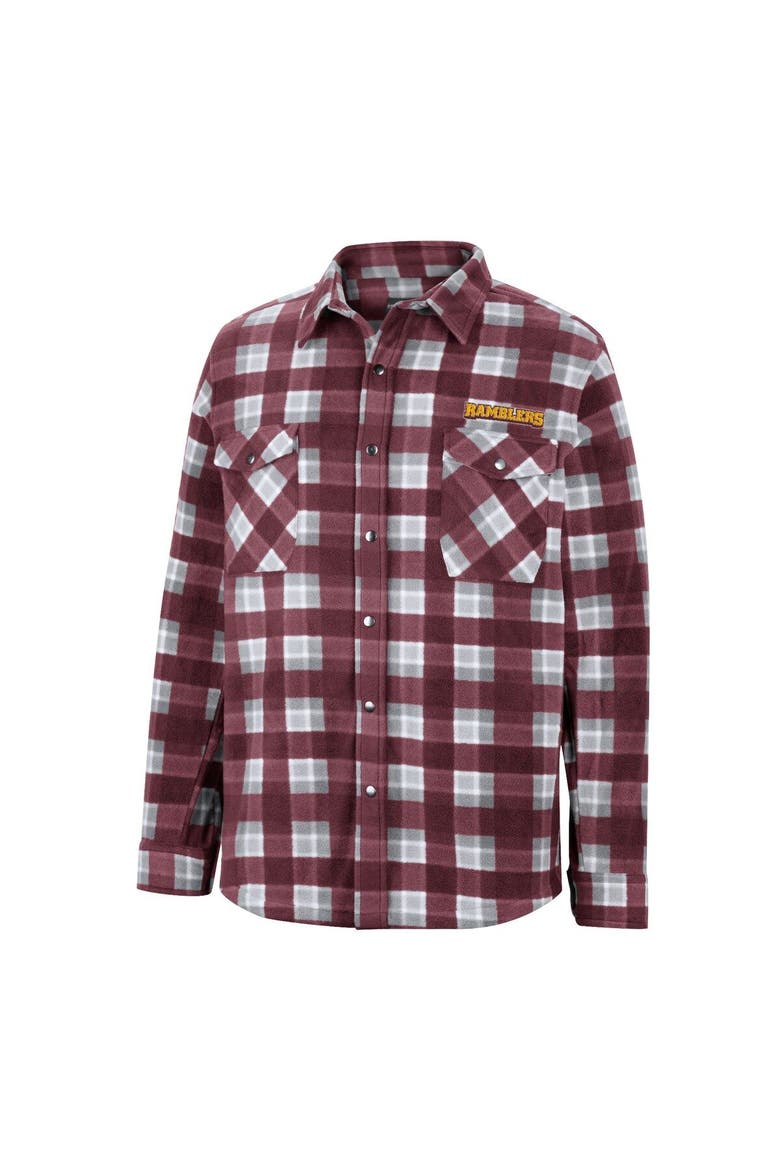 Men's Colosseum Maroon/White Loyola Chicago Ramblers Ellis Plaid Full-Snap Shirt Jacket, Alternate, color, Maroon