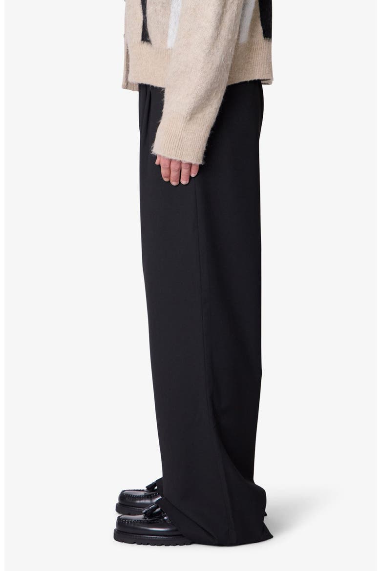 Pleated Wide Leg Cotton Blend Pants, Alternate, color, BLACK
