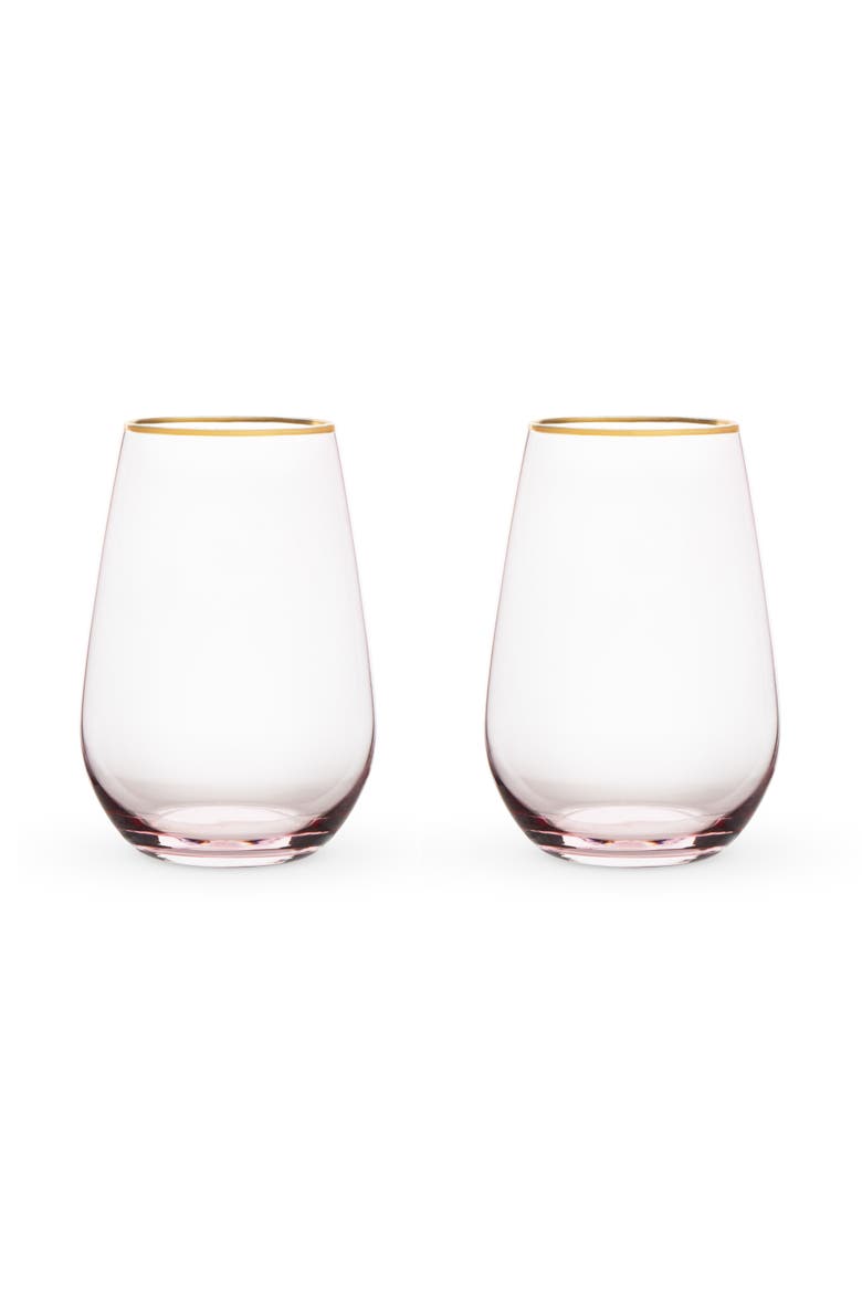 Rose Crystal Stemless Wine Glasses Set of 2, Alternate, color, ROSE