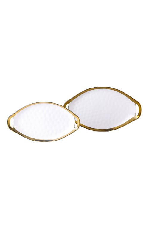 Stone Lain Florian Porcelain 2-piece Serving Plate Set In White