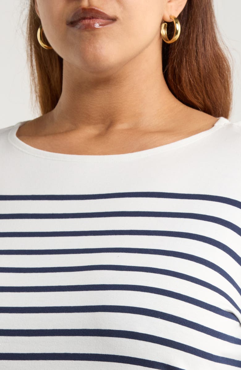 Seasalt Cornwall Sailor Stripe Long Sleeve Organic Cotton T-Shirt, Alternate, color, Falmouth Breton Chalk Maritime