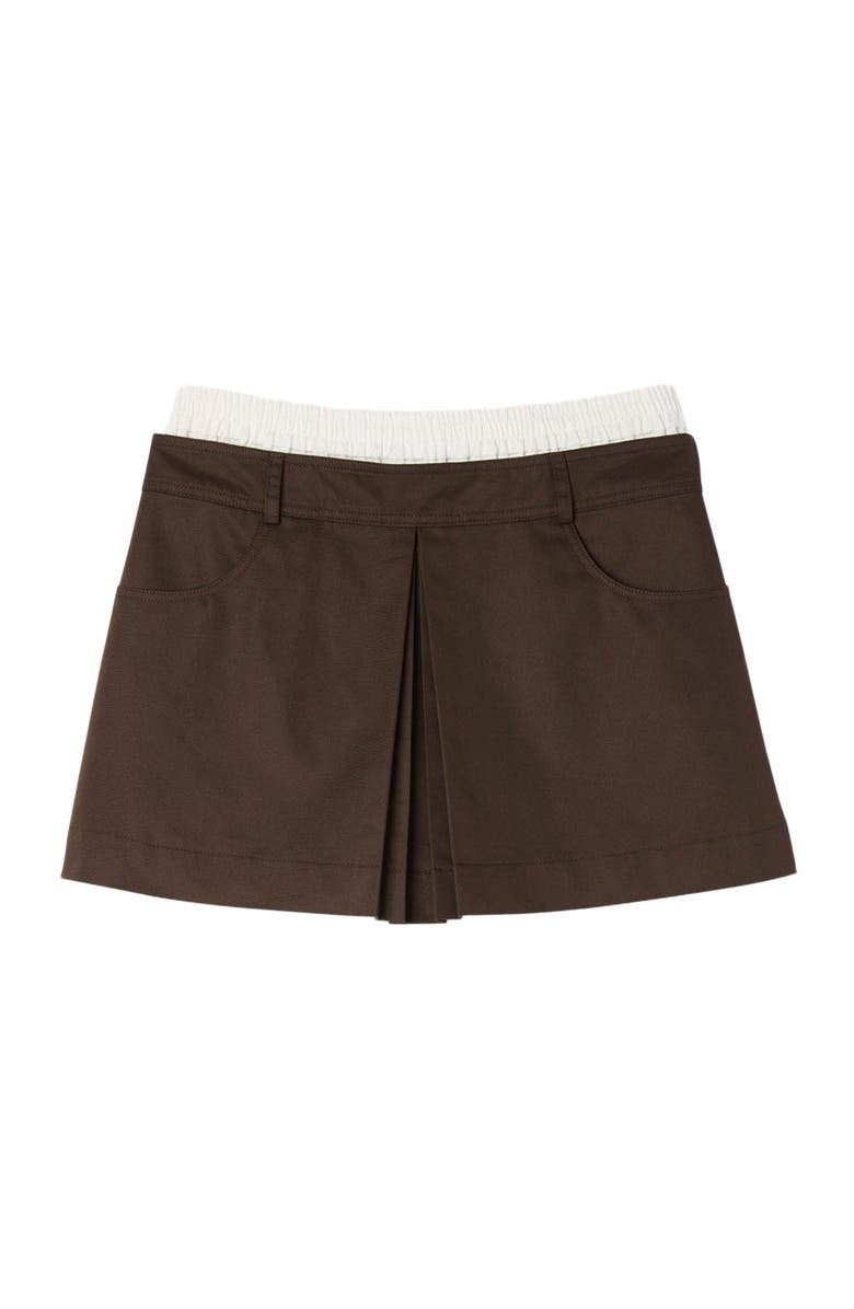 SANDRO Drawstring pleated skort, Alternate, color, Brown