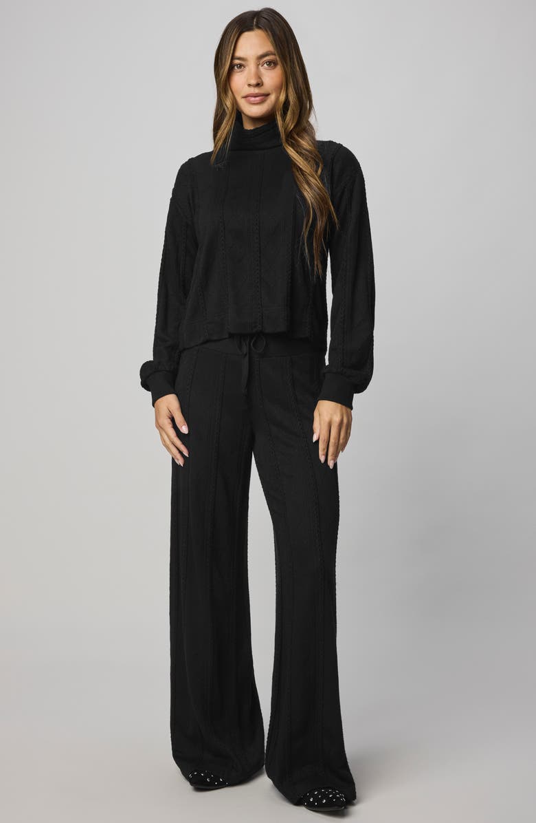 Splendid Cable Drawstring Wide Leg Pants, Alternate, color, Black
