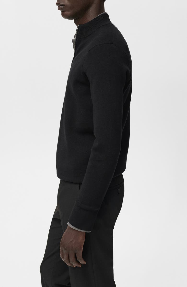 MANGO Quarter Zip Sweater, Alternate, color, Black